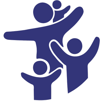 An icon of three abstract figures of people, representing family-friendly services.