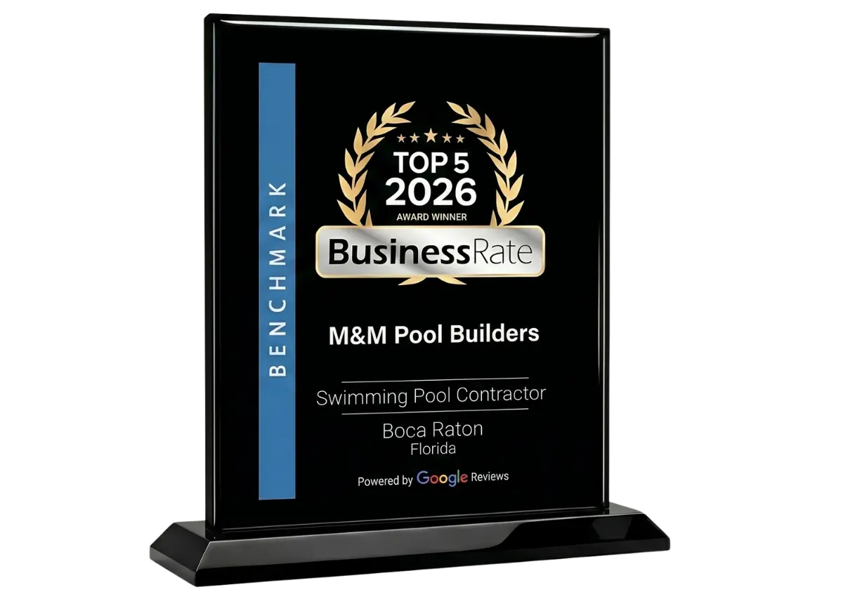 M&M Pool Builders Top 5 2026 Swimming Pool Contractor BusinessRate Award Plaque for Boca Raton Florida