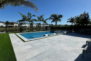 marble vs porcelain pool deck image